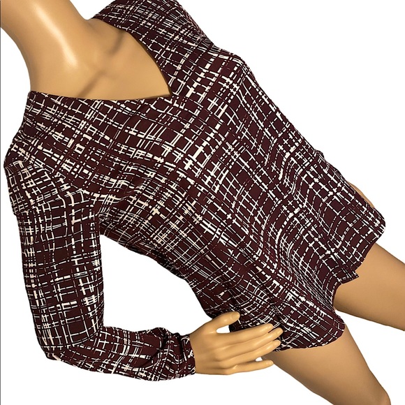 OPEN BACK BANANA REPUBLIC CROSSHATCH BLOUSE SZ XS - Picture 4 of 16